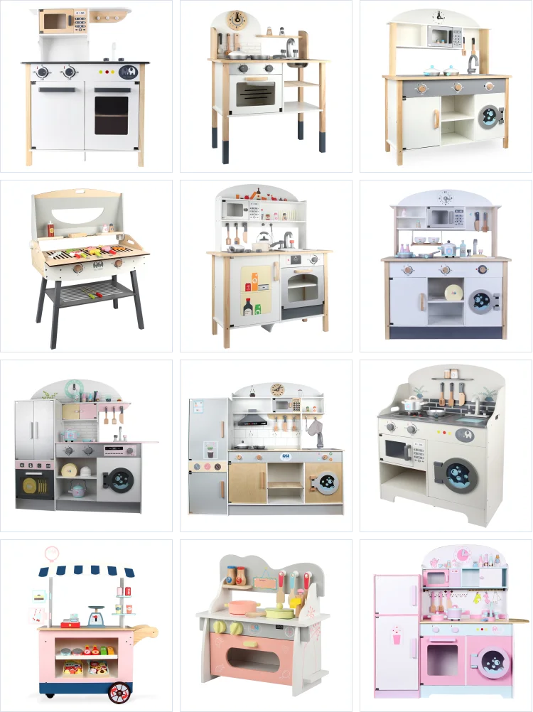 Wooden Kitchen Cream Kids Icecream Shop Set Custom Sets Truck Ice Ream Cart Toy