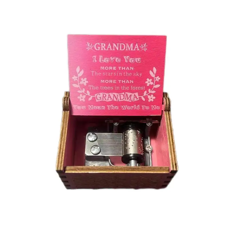 93 designs  Family Gift Boxing  Music Hand Crank Wood Laser Engraved Custom Music Box to Mom Dad Sister Lover