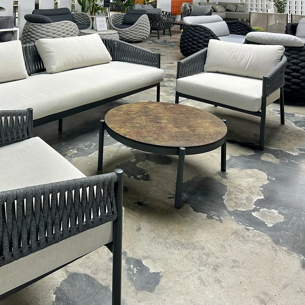 Chinese Manufacturer Support Customization Modern Waterproof Aluminum Frame Outdoor Garden Rope Sofa Set