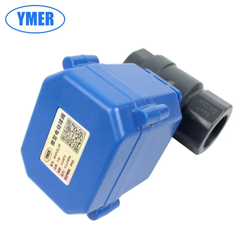 Mini  2-way Ac22OV  electric motor ball valve pvc for garden water irrigation 1/2inch NC NO flow control valve