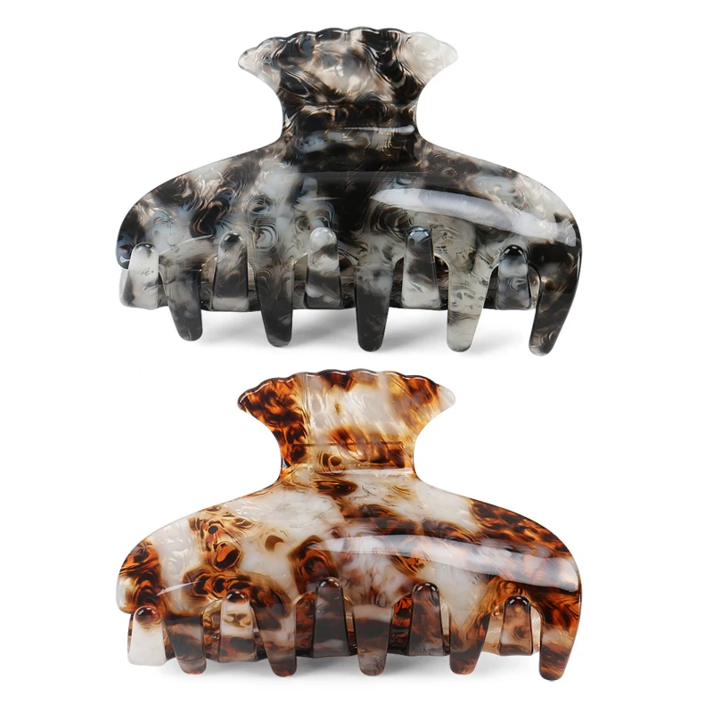 New Smoke Color Acetate Material Hair Claw Customized Trapezoidal Hair Grab Large Size 8.7cm Women Hair Accessories