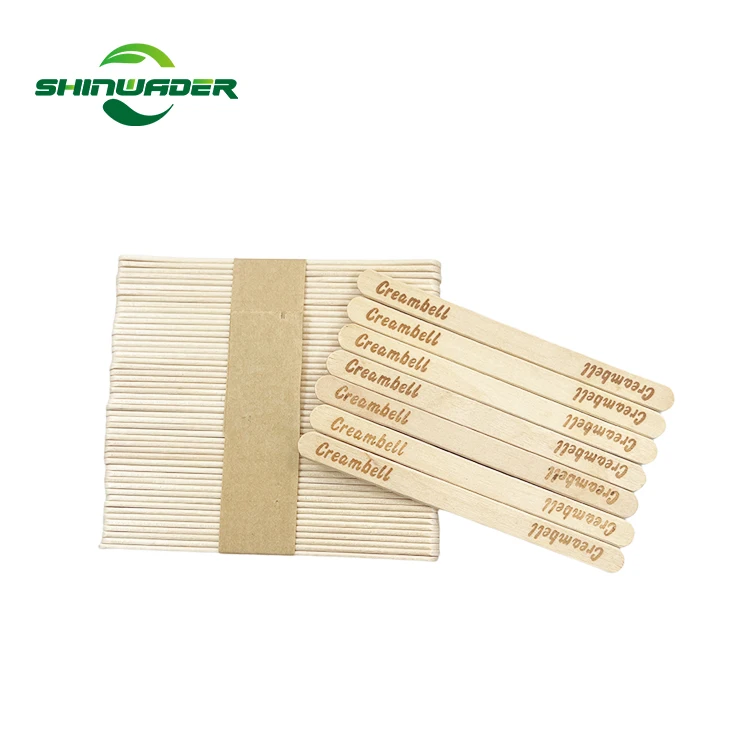 Custom Printed Small Popsicle Wooden Craft Honey Sticks Disposable Wood Ice Cream Sticks Tea Factory Price Automatic Machine