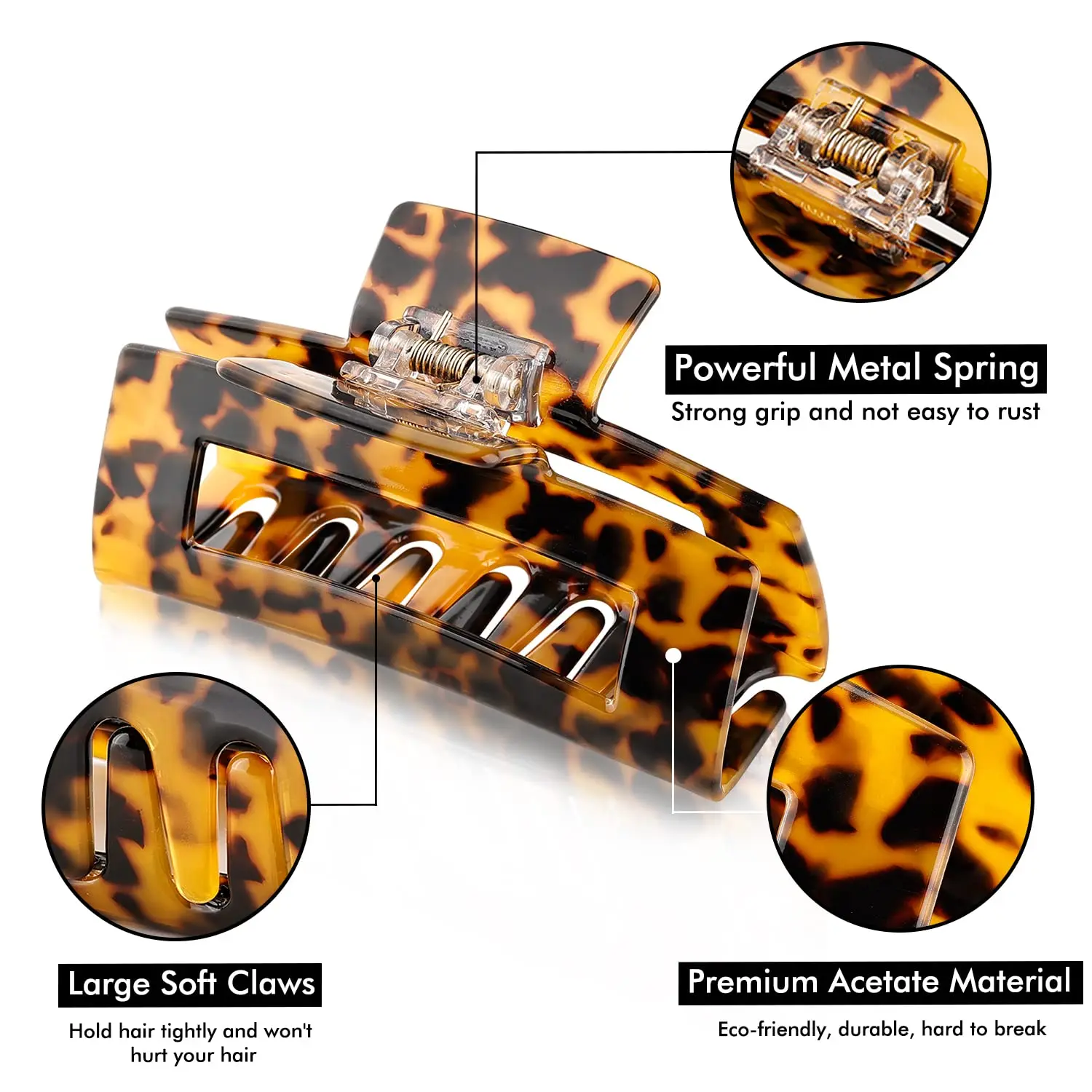 Hair Accessories Mini to XL 13cm Cellulose Acetate Tortoise Shell Rectangle Extra Large Jumbo Thick Hair Claw Clips for Women