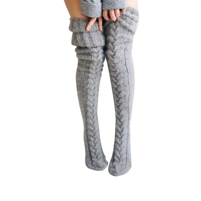 Зимние гетры до бедра высокие носки выше колена вязаные с напуском для женщин