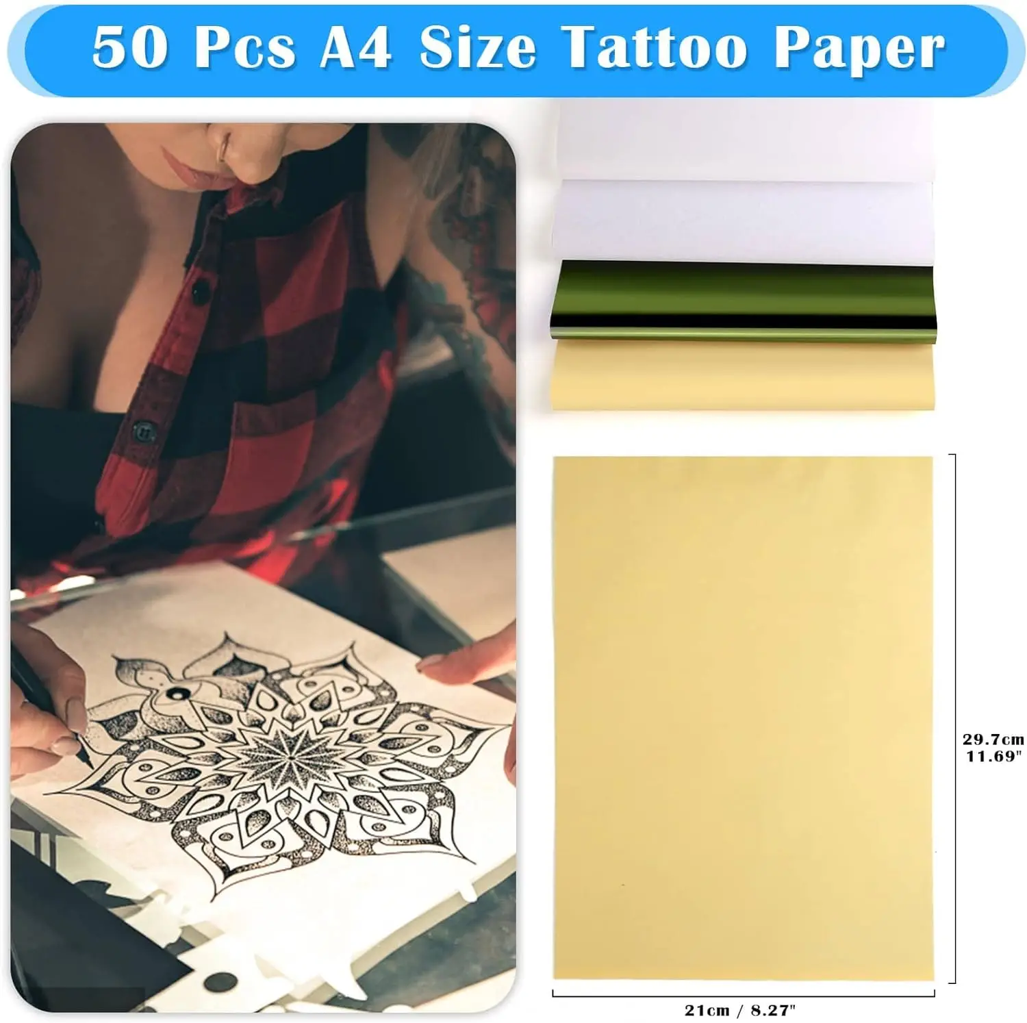 Hadiyah Factory A4 Size Copy Paper Thermal Tattoo Stencil Transfer Paper for Tattoo Beginner Artist 100 Sheets/box