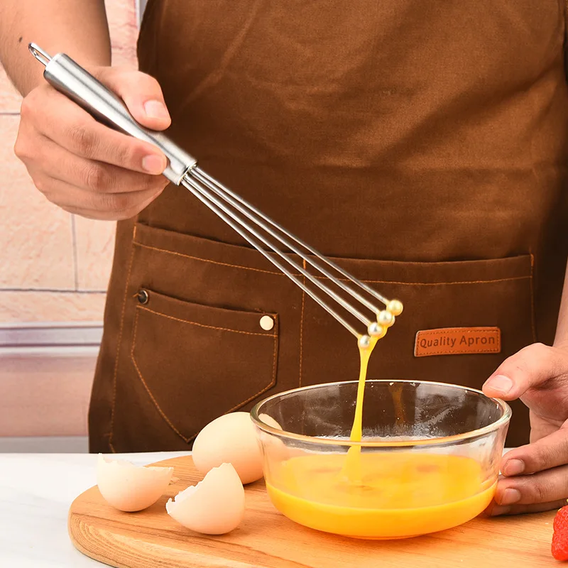 New Arrival Manual Egg Beater Stainless Steel Ball Whisk Handheld Tool for Baking and Cooking in Home Kitchen