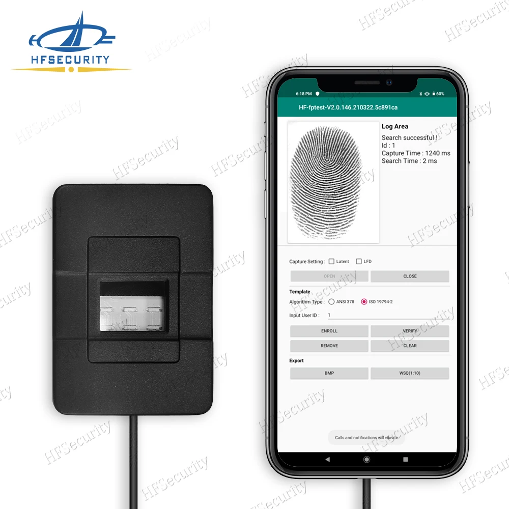 HFSecurity OS1000 NIMCFBI Cerificated емкостный отпечаток пальца Android USB портативное биометрическое устройство цена сканер