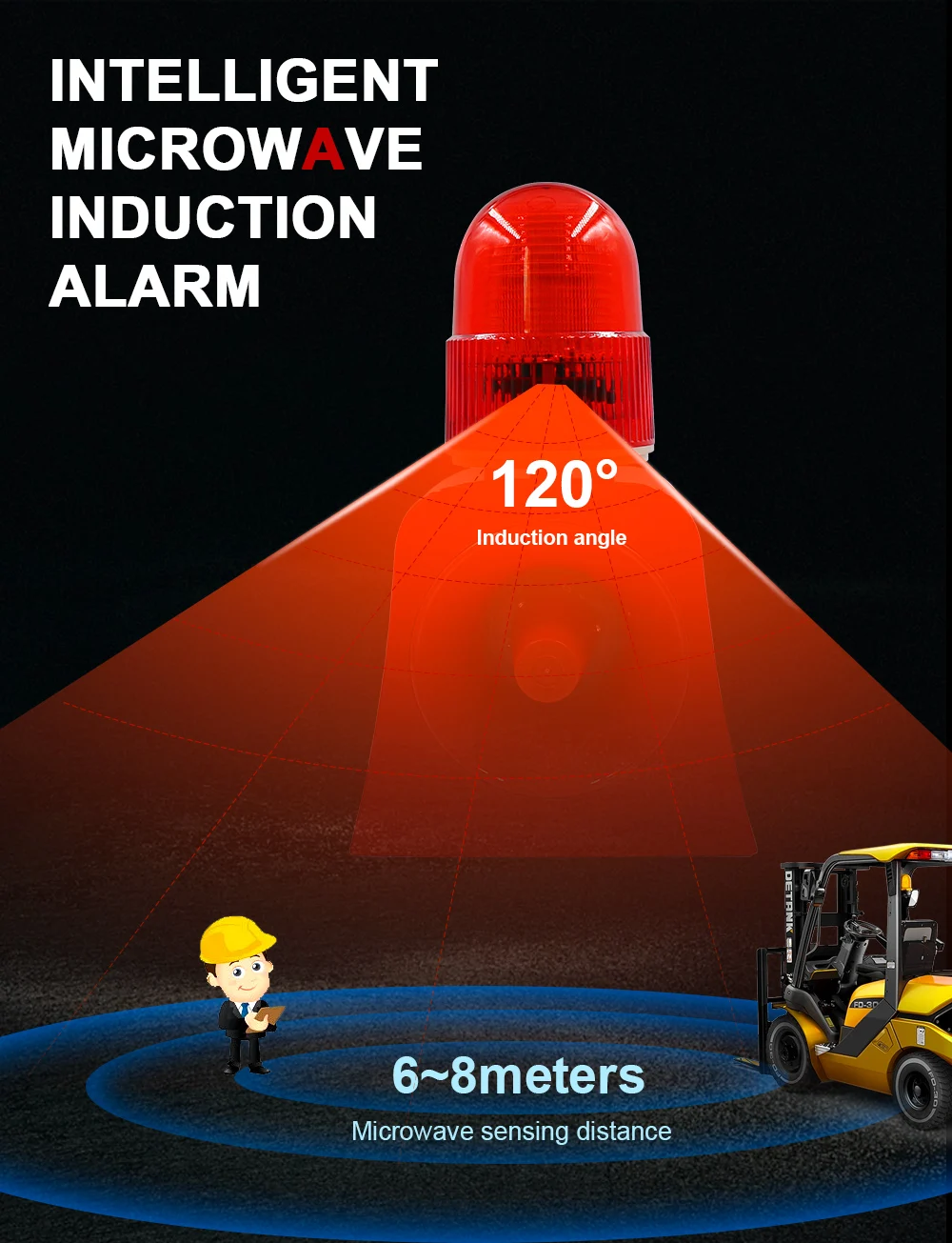 24V 220V 120db LED Strobe Light Outdoor Industrial Motion Detection Voice Alarm Siren for Construction Site Voice Siren