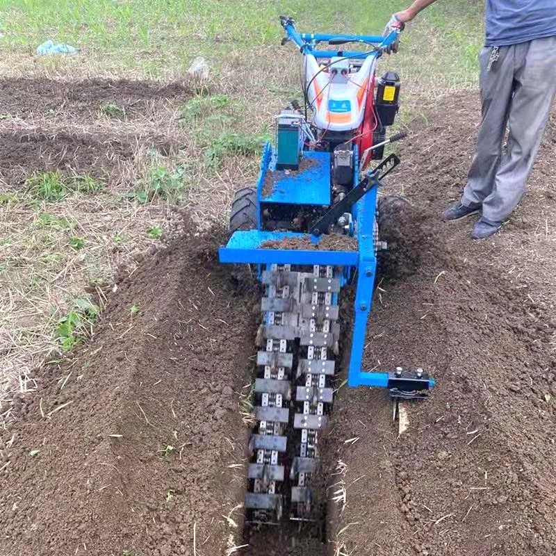 diesel tractor trenching machine digging cable trencher machine chain trencher mini hand tractor trencher for sale