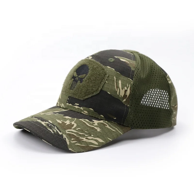 Cheap Baseball Snapback Camouflage Style Breathable Mesh Custom Skull New Men Outdoor Base 100% Cotton Mili Hat
