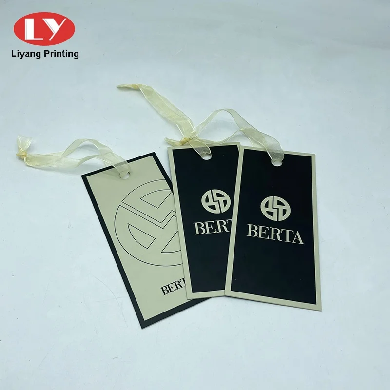 Dongguan Printing OEM Manufacturer Thick Paper Brand Labels Swing Hang Tags Garment Clothing Tag Label Custom