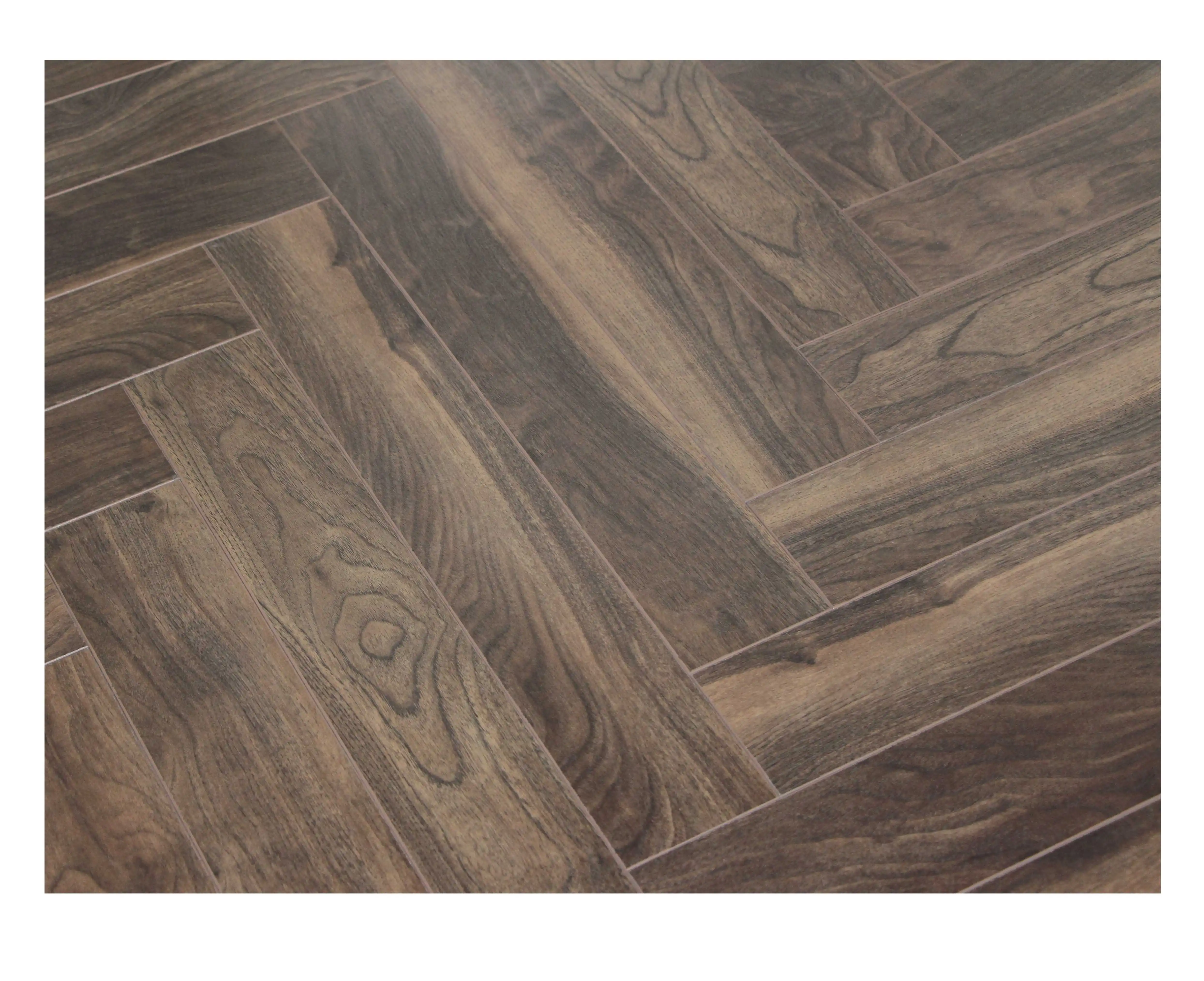 8mm to 12mm Indoor HDF Laminate Flooring Smooth High Gloss AC5 Brown laminate flooring Herringbone Flooring