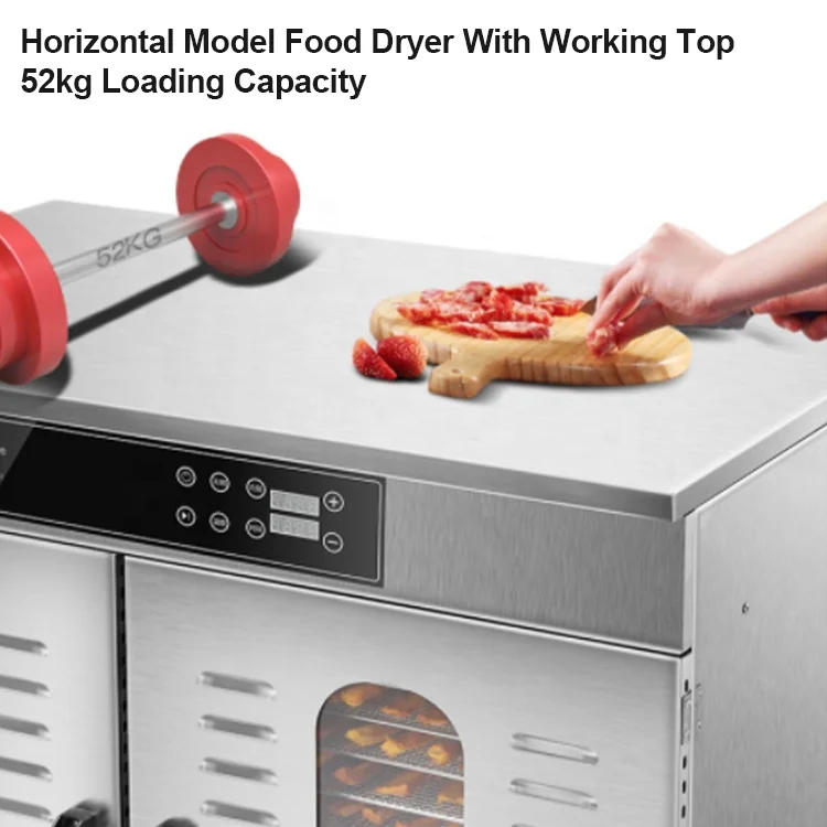 Lecon Commercial Horizontal Tabletop 32 Trays Stainless Steel Fruit Meat Food Dehydrator