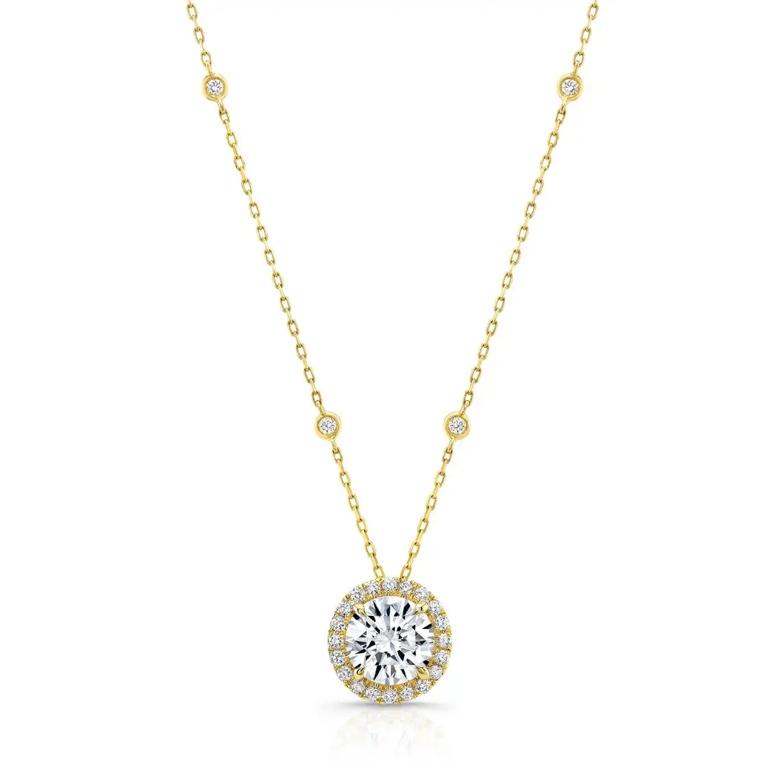 10k Gold jewelry 1.06ct women Halo Pendant Moissanite