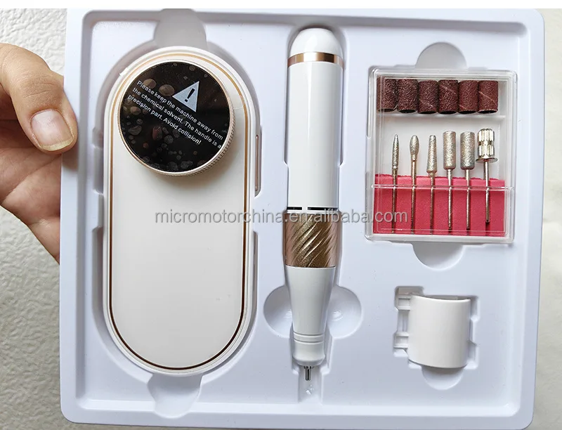 Nail Drill 35000rpm Professional Portable Electric Acrylic Nail Tools Kit Rechargeable Power Manicure Salon Electric Nail File
