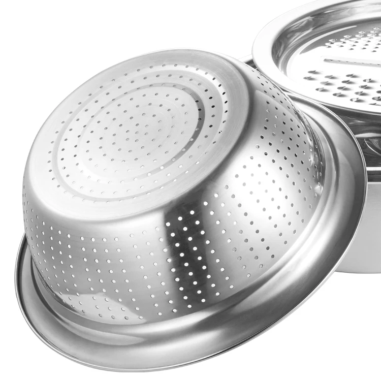 
3 in 1 Multifunction Fine Stainless Steel Drain Basket Strainer Vegetables Fruit Noodles Washing 