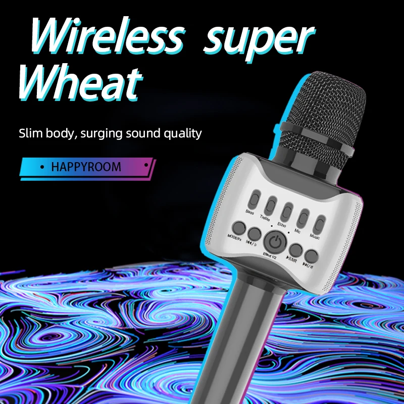 H53B Rechargeable TF USB MP3 Wireless Karaoke Microphone Stereo Output Mic for Home KTV Smart Phone Mike Mini Speaker