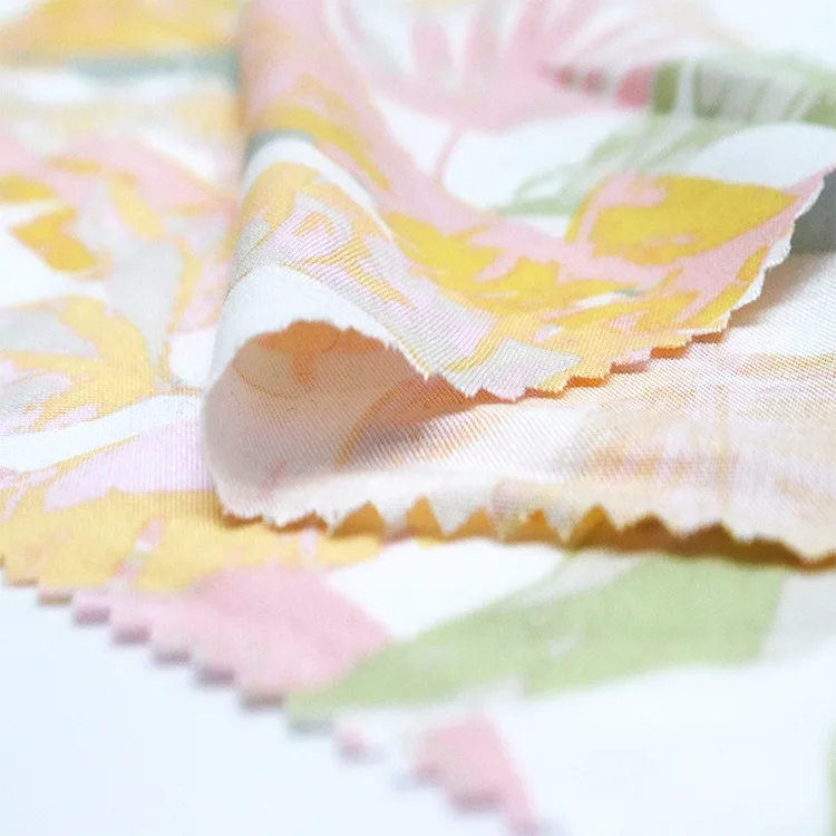 
Hot Selling Customized Designs Ladies Fashon Wear Eco Friendly Ecovero Viscose Rayon AOP Printed Challis Poplin Fabric 