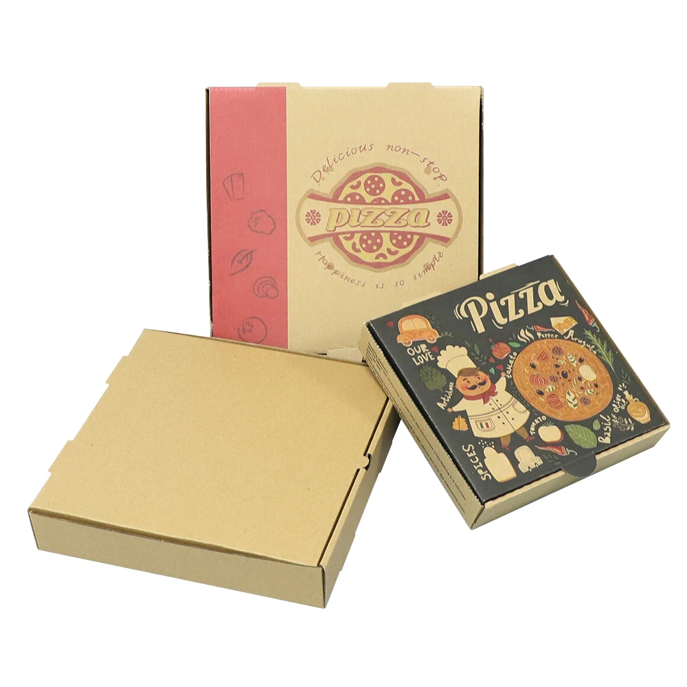 Red Piazzabox Custom Logo Print Low Price High Quality Food Packaging Container Corrugated Wholesale Cardboard Paper Pizza Box