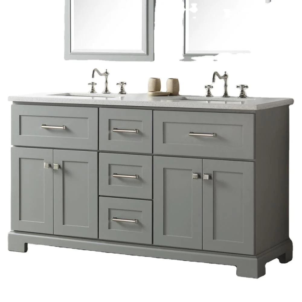 China Supplier Toilet Furniture Bathroom Washbasin Cabinet Modern Bathroom Vanity Set with LED mirror