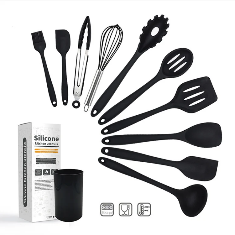 Amazon Hot 11 pcs Non Stick Cooking Tools Silicone Kitchen Accessories Food Grade Silicone Cooking Utensils Set