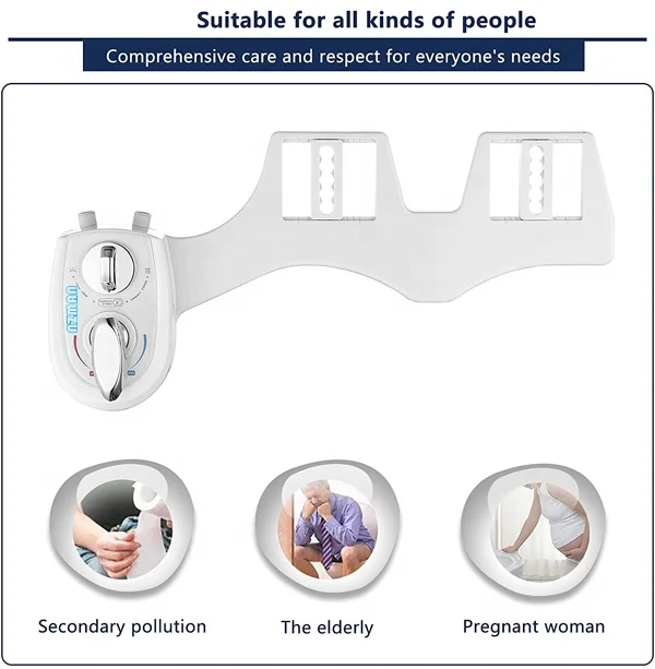 NZMAN Hot Cold Water Bidet BRASS Component,Two Nozzle Bidet Toilet Seat Attachment Self Cleaning,Warm Water Toilet Bidet Sprayer