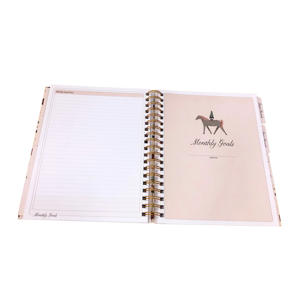 Wire-o binding offset printing custom softcover journal book