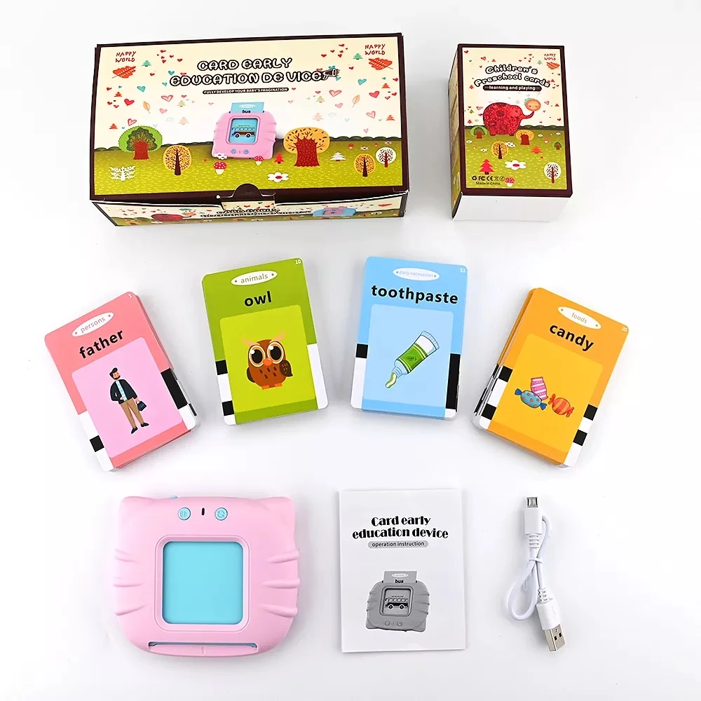 2024 Kids sensory learning books in English  kids games flash cards German  Spanish  talking flash cards cheap learning toys