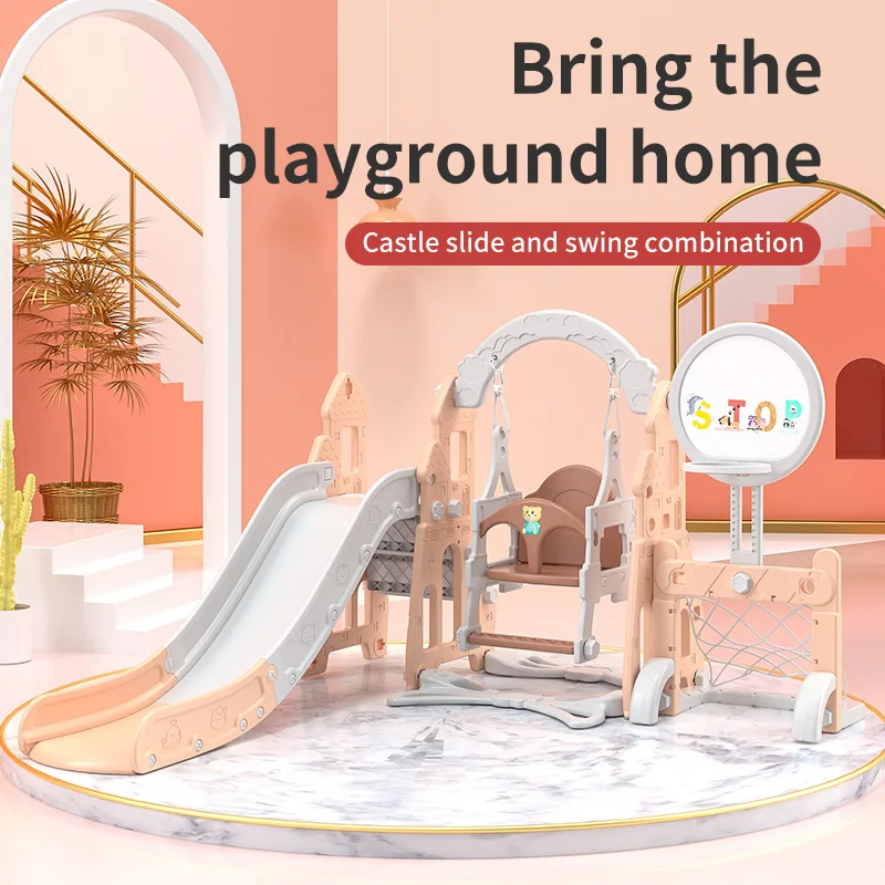 3 In 1 Mini Baby Toddler Kids Indoor Slide Toy Plastic Swing Set For Children