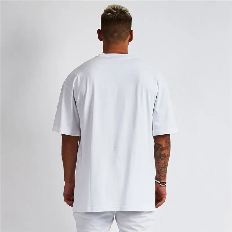 Wholesale custom men oversized blank heavyweight tshirt custom silk screen print embossed embroidered thick t shirt