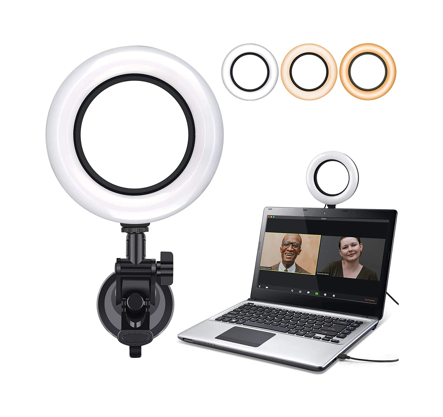 
Video Conference Lighting Kit Computer Laptop Moniter LED Video Light Dimmable Ring Light For Remote Working Zoom Call Recording 