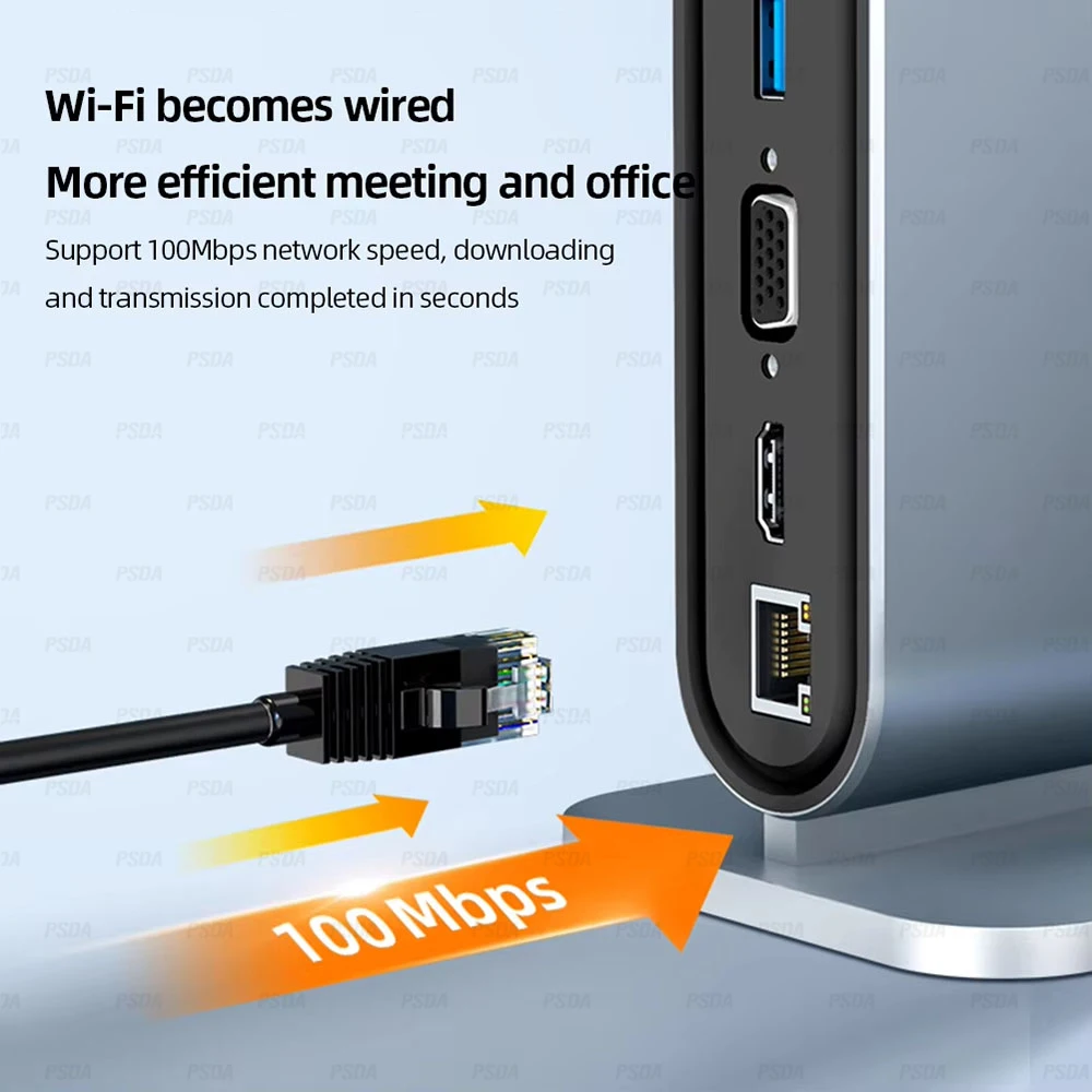 12 в 1 док-станция PD 100 Вт USB C концентратор Type к HDTV-совместимый адаптер 4K 30Hz VGA RJ45 3 0 разветвитель для MacBook