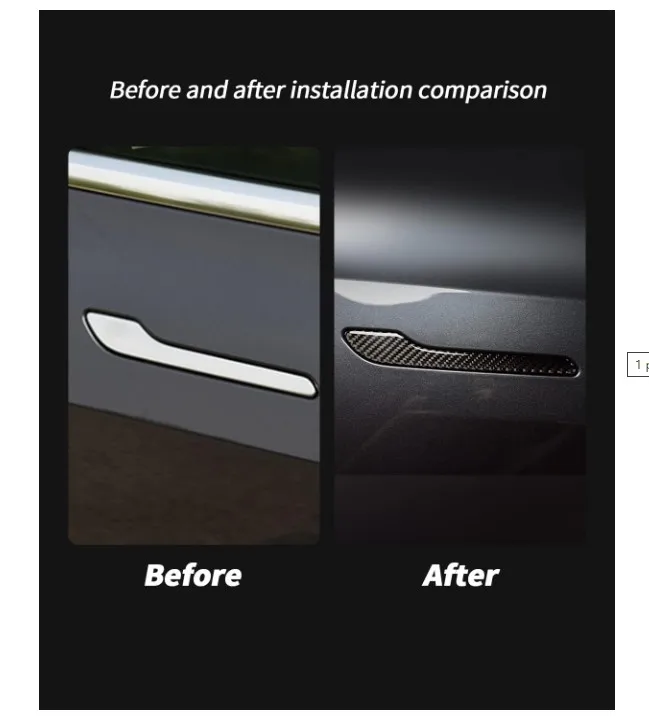 Carbon Fiber ABS Car Door Handle Sticker For Tesla Model 3 Y 2017 - 2023 Door Wrap Cover Paste for Model 3 Model Y Accessories