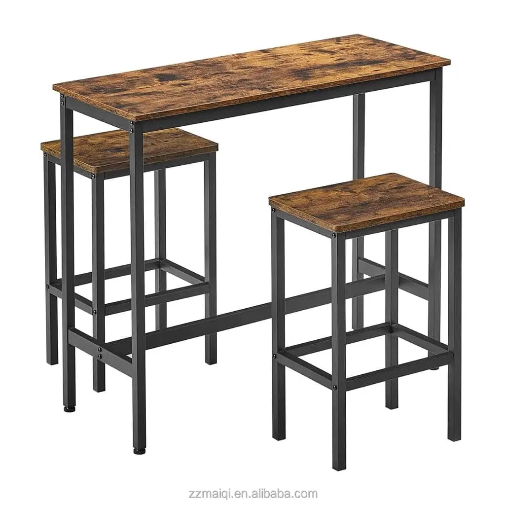 Dining Table Set Bar Table with 2 Bar Stools Breakfast Dining Table and Stools Set Kitchen Counter