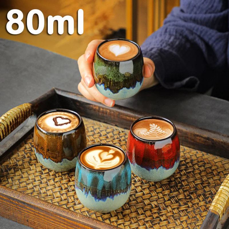Ceramic vintage espresso coffee cups 80ml hotel porcelain tea cups pottery under-glazed coffee mugs