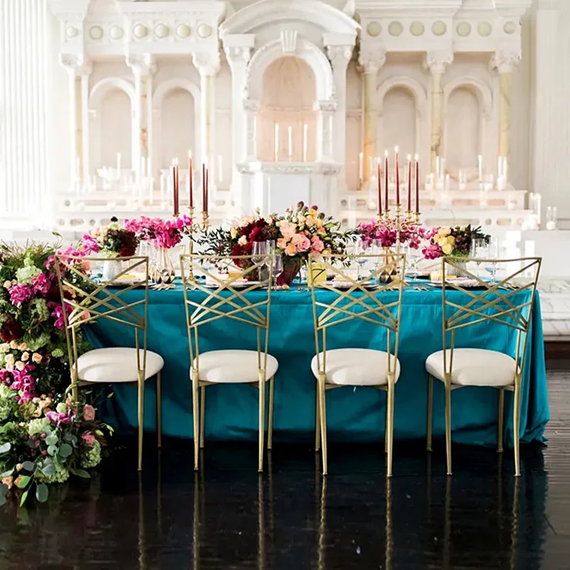 Wholesale luxury Hotel Iron Banquet Gold Cross Back Chairs For Event Reception Chiavari Chameleon Chair
