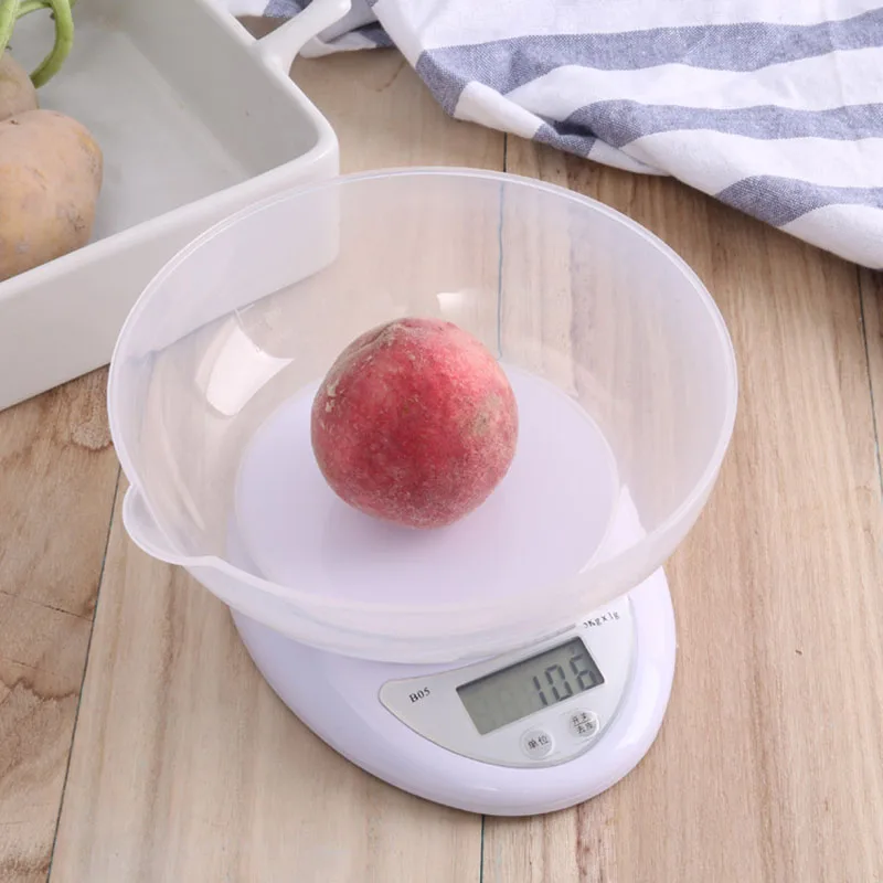 Small Scale Digital Food Weighing Scale Bowl Household Weight Measuring Scale With Tray