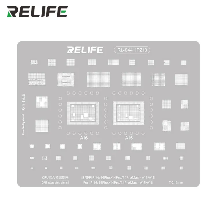 New Upgrade RELIFE RL-044  IP14/14Plus/14Pro/14ProMax-A15/16 CPU Integrated Stencil/Thick 0.12MM For Mobile Phone Repair