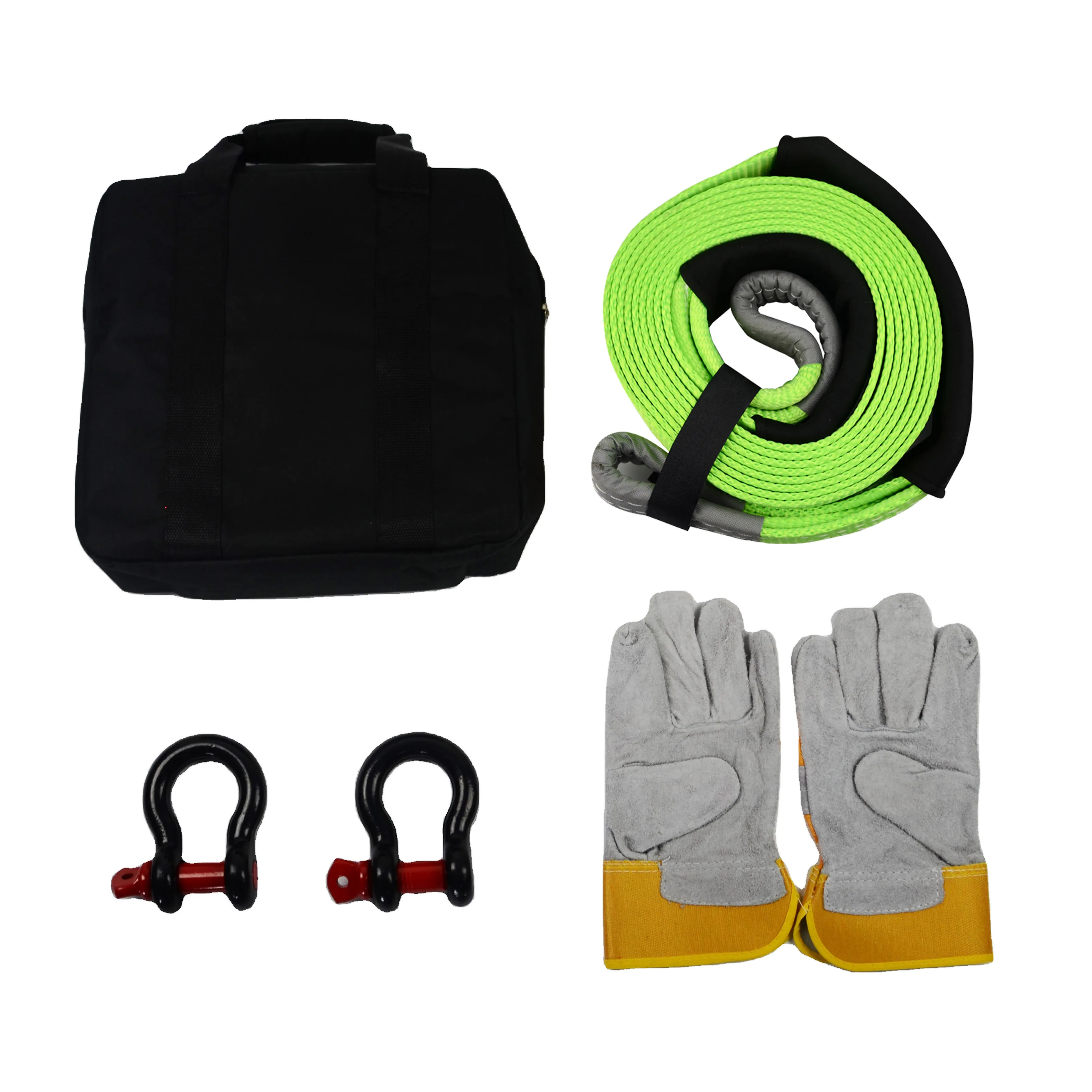 JINLI Custom OEM/ODM 3' X30ft Heavy Duty Recovery Tow Straps Kit with 36,000 lb Emergency 4WD Towing Rope 3/4 Shackles