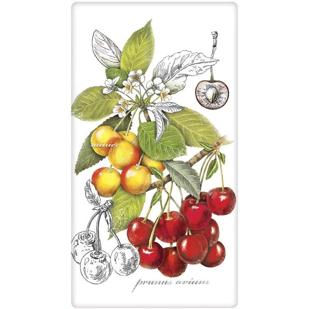 Wholesale cotton flour sack fabric Custom print tea towel cherry digital print towels