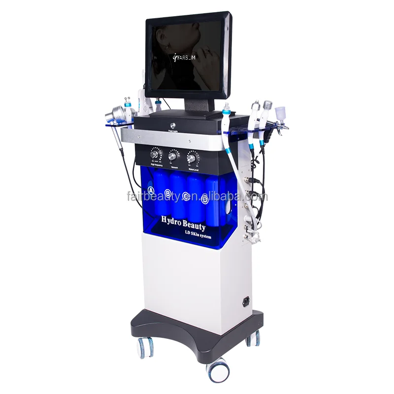 Aquasure High Pressure Oxygen Jet 10 IN 1 Facial Vacuum Blackhead Remover Skin Scrubber Oxygen Facial Machine Salon Use