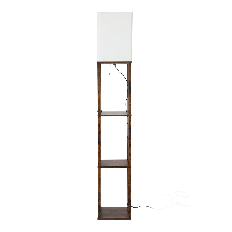LED Modern Shelf Floor Lamp with fabric  Shade and LED Bulb - Display Floor Lamps with pull switch for Living Room and Bedroom