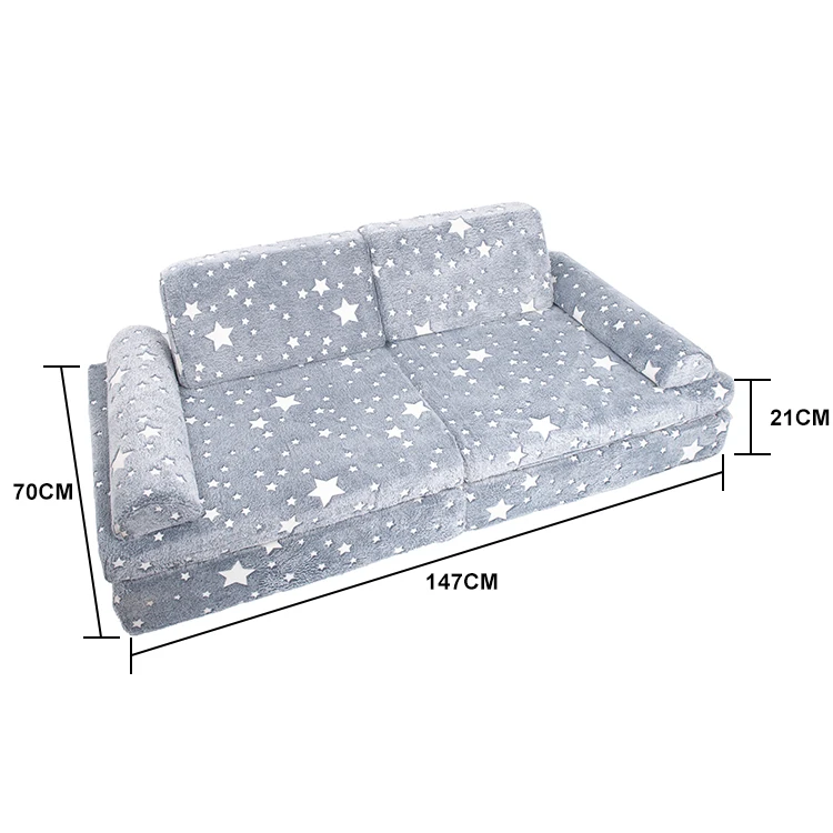 6-Piece Fold Out Kids Couch Sofa Modular Toddler Couch for Bedroom Playroom living room school