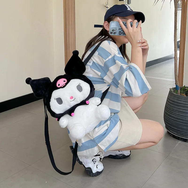 Hot Sale Sanrios Stuffed Kuromi Cinnamoroll Cute Soft Character Plush Doll Bags with PP Cotton Filling My Melody Backpacks