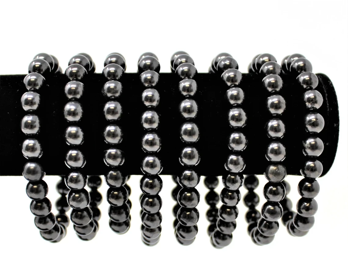 Натуральный ЭЛИТНЫЙ ШУНГИТ 8 мм круглые бусины анти-радиационные браслеты для оптовой продажи драгоценных камней эластичный браслет ювелирные изделия
