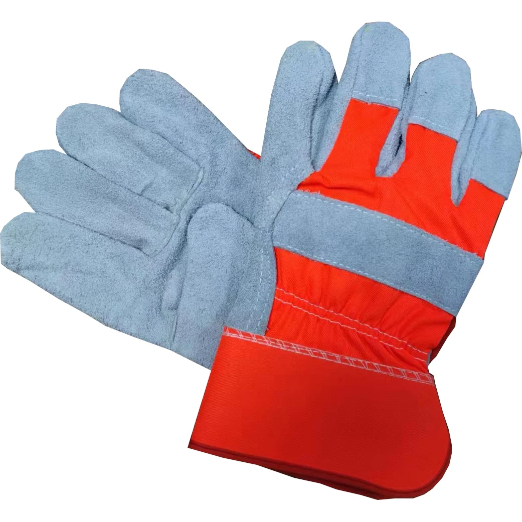 SLG-HD6020-N China hot selling high quality low price Cow split leather full palm work working safe safety gloves