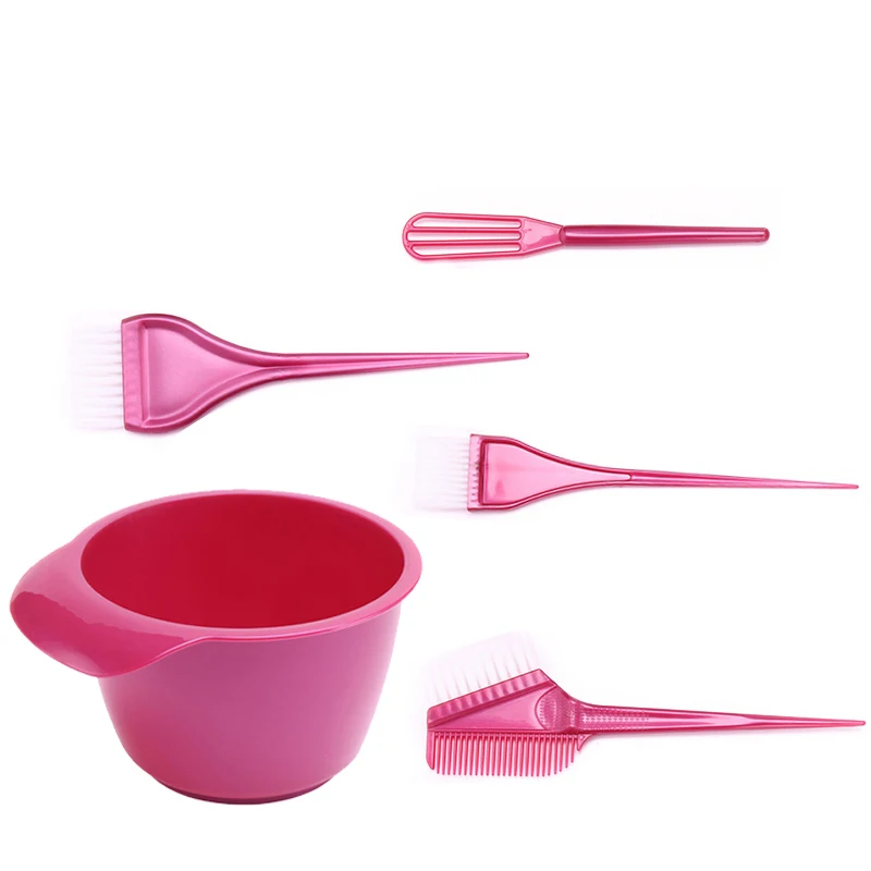 5PCS/SET Pink Hair styling Dyeing Tools Set Tinting Bowl Brush Coloring Hair Tool Set