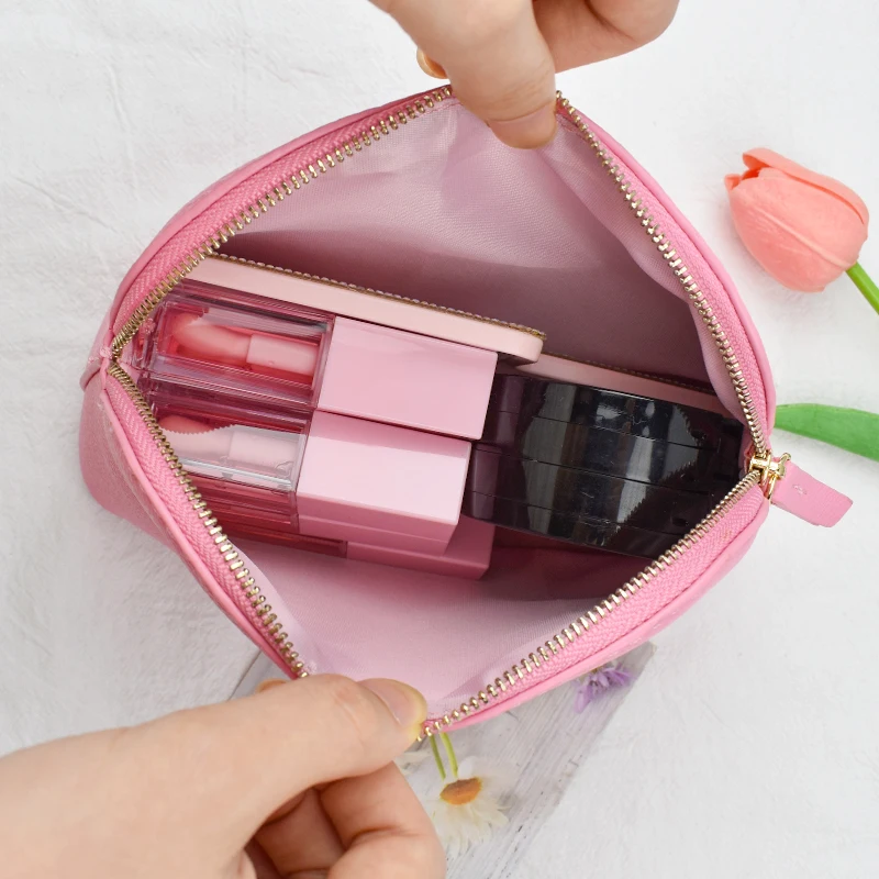 Private Label Waterproof Mini Pink PU Cosmetic Case For Travel Travel Storage Bag Wholesale Large Capacity Zipper Makeup Bag