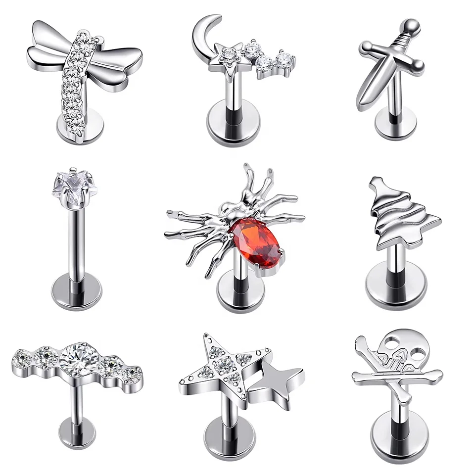 Eternal Metal F136 Titanium Piercing Internally Threaded Labret Titanio Piercing Jewelry