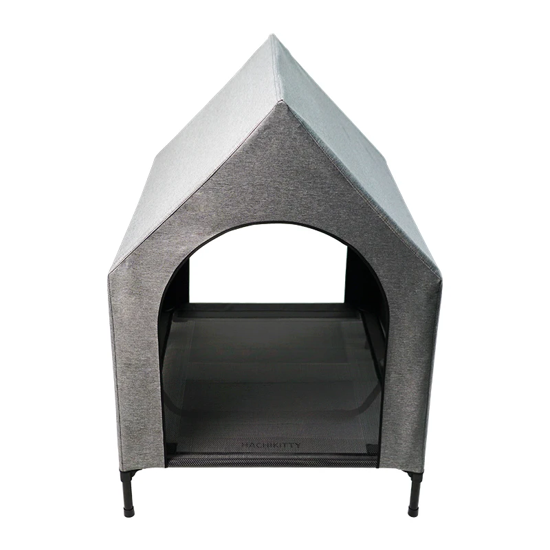 Raised Mesh Dog Bed Indoor Outdoor Cooling Elevated Pet House with Removable Canopy Shade Tent